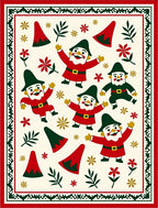 Cheerful Gnomes Red And Green Festive Rug