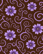 Brown Lavender Floral Swirl Rug