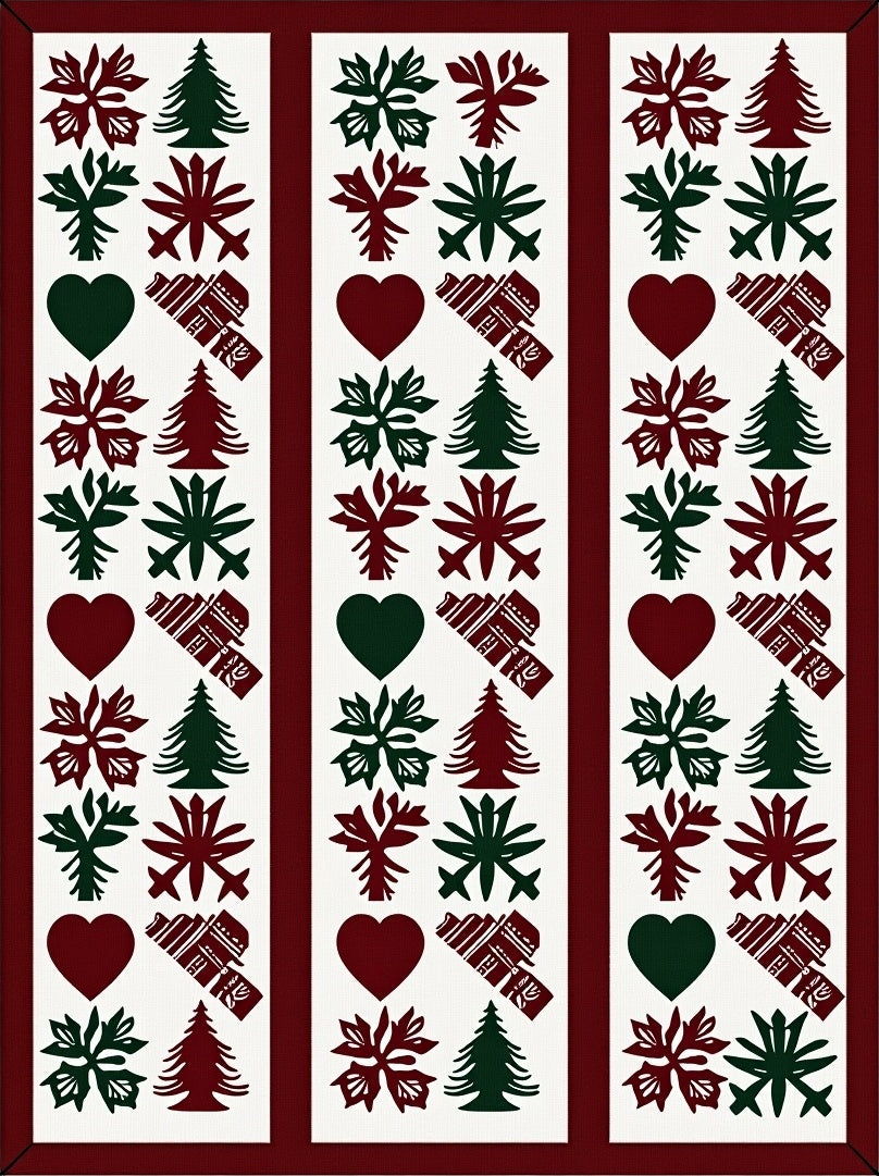 Maroon Forest Icons Stripe Rug