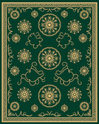 Emerald Gold Floral Medallion Ornament Rug