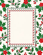 Festive Red Green Holly Berry Border Rug