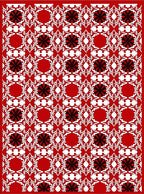 Red White Black Geometric Starburst Layout Rug