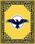 Yellow Navy Raven Circular Border Rug