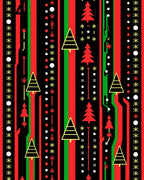 Red Green Black Festive Tree Stripes Rug