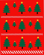 Festive Green Christmas Trees Red Background Rug