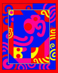 Bold Red Blue Abstract Swirls Rug