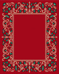 Crimson Vine Scroll Medallion Rug