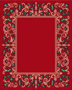 Crimson Vine Scroll Medallion Rug