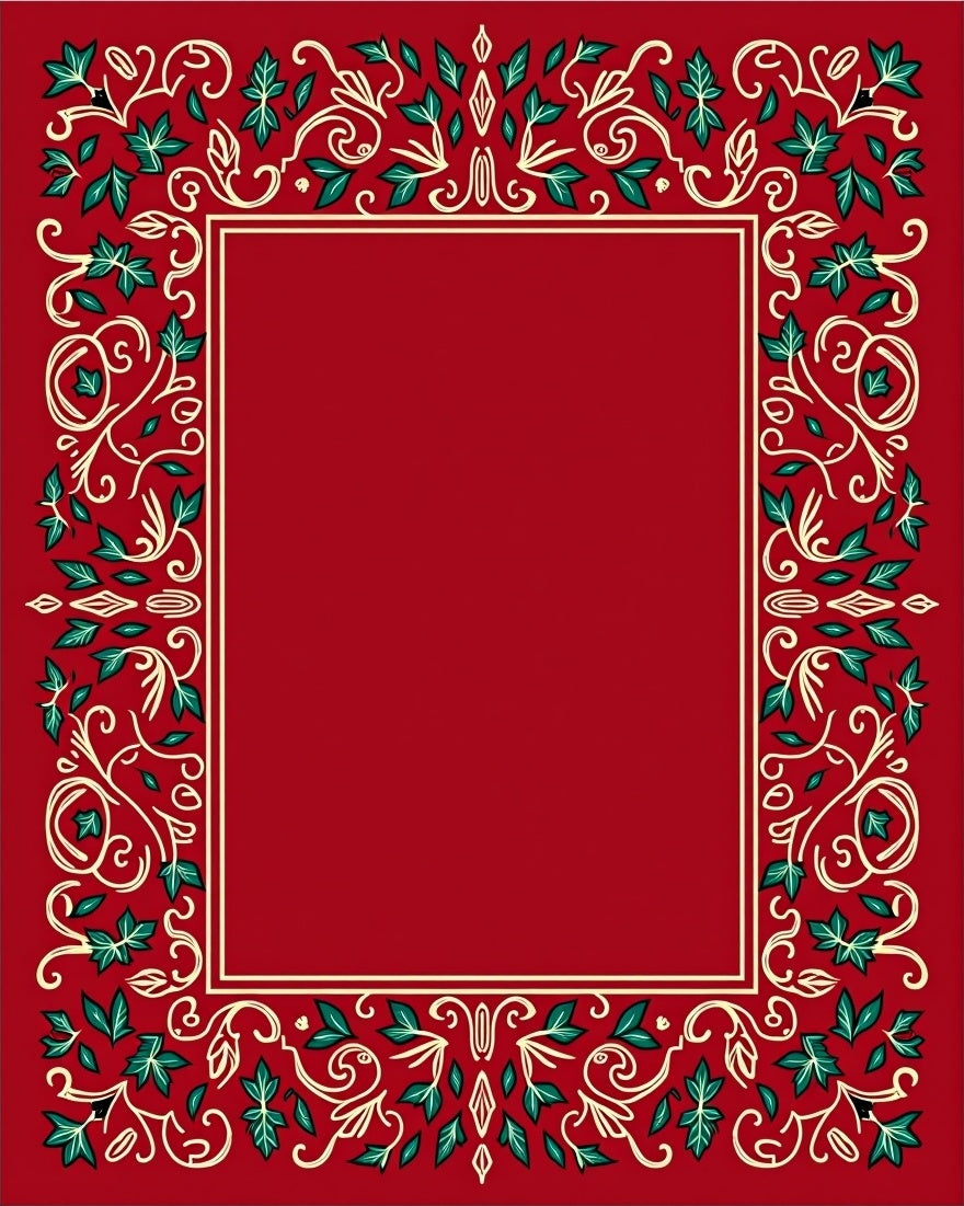 Crimson Vine Scroll Medallion Rug