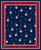 Navy Red Santa Claus Snowflakes Border Rug