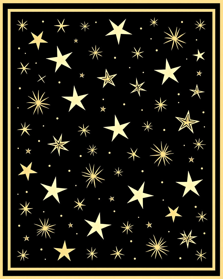 Golden Starry Night Celestial Graphic Rug