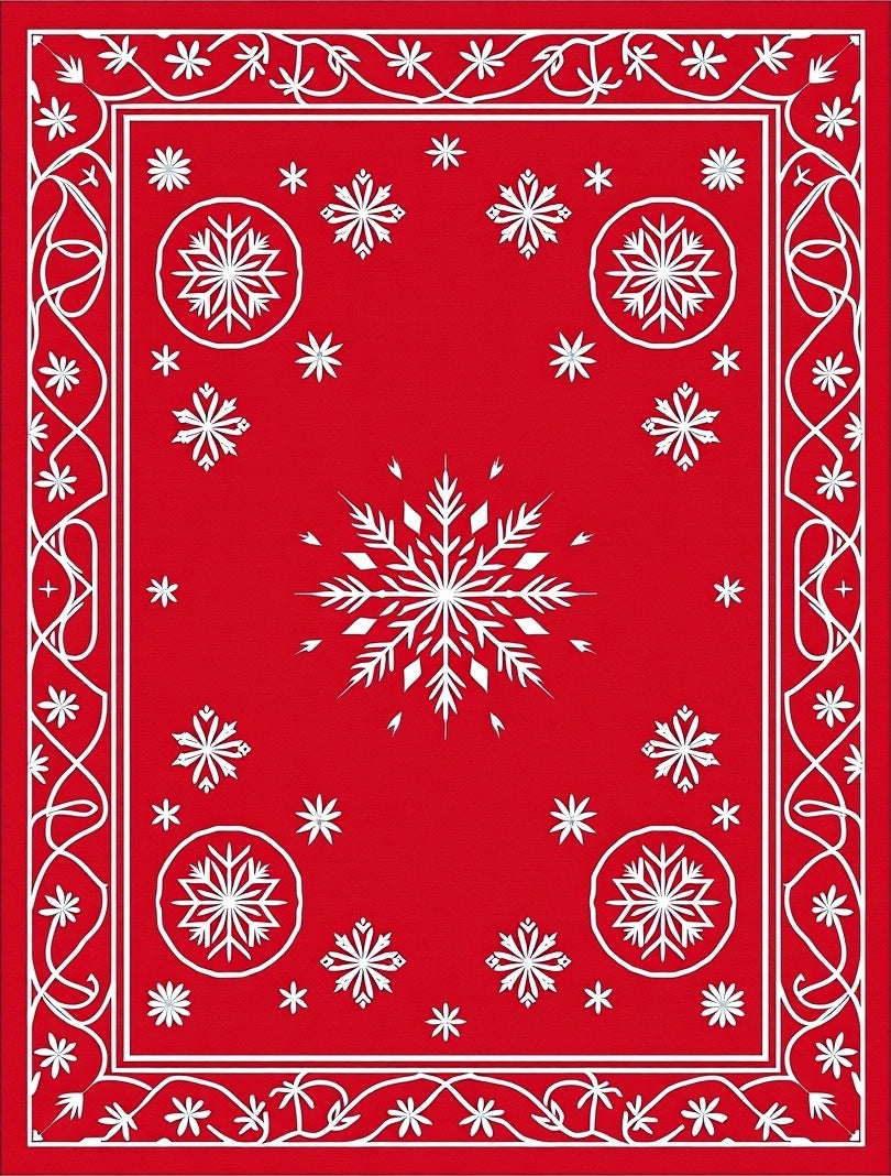 Crimson Winter Snowflakes Scatter Rug