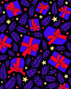 Bold Blue Gift Boxes Red Ribbons Stars Rug