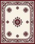 Cream and Burgundy Floral Medallion Rug