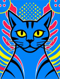 Vibrant Blue Feline Abstract Rays Rug