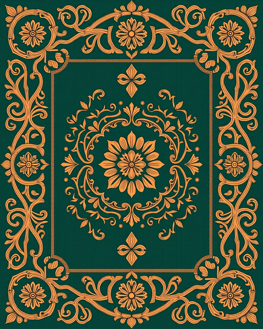 Ornate Emerald Floral Medallion Rug