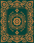 Ornate Emerald Floral Medallion Rug