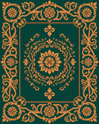 Ornate Emerald Floral Medallion Rug