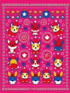 Whimsical Corgy Dogs Holiday Pink Rug
