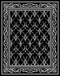 Elegant black white scrolling border inlay Rug