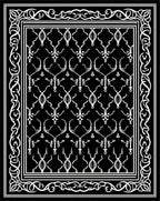 Elegant black white scrolling border inlay Rug