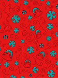 Whimsical Red Teal Character Circles Rug