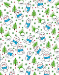 Festive Snowman Winter Trees Snowflakes Rug
