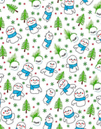 Festive Snowman Winter Trees Snowflakes Rug