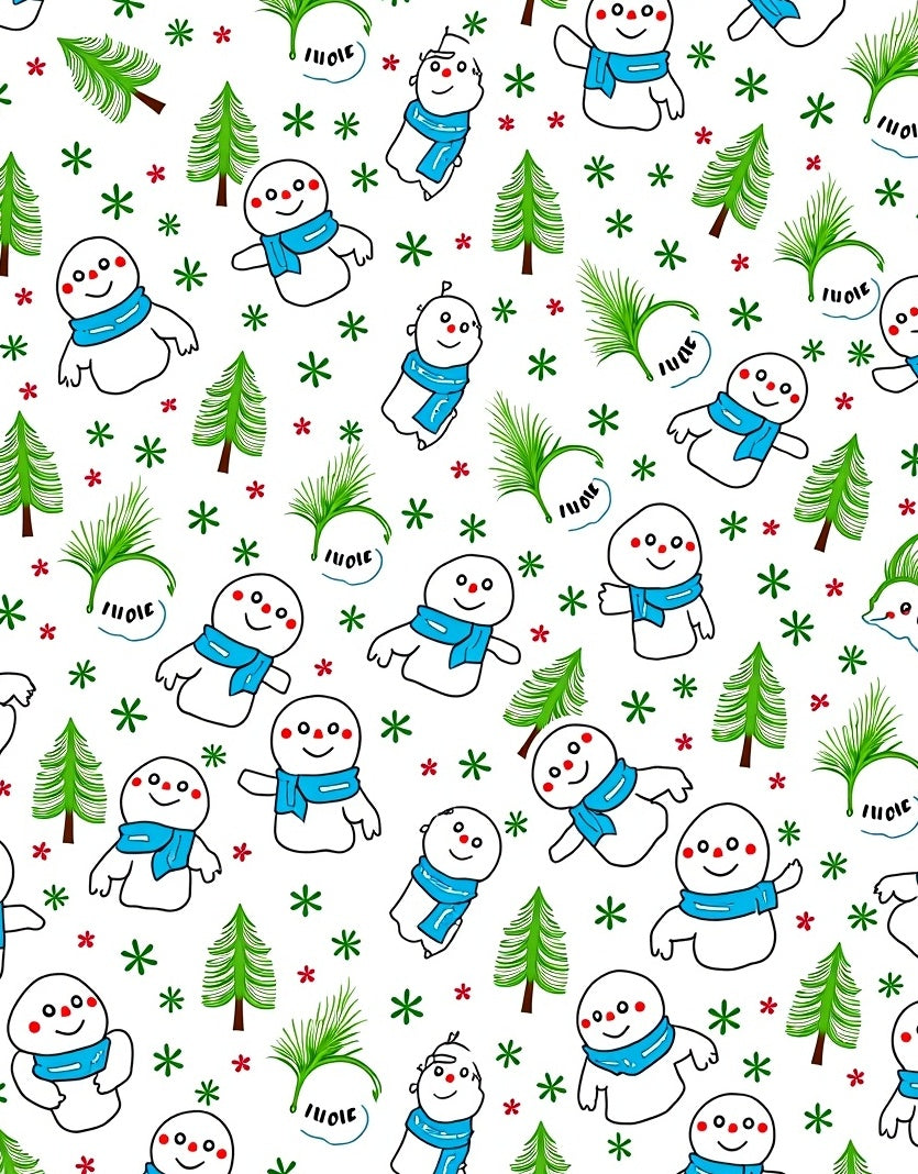Festive Snowman Winter Trees Snowflakes Rug