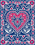 Crimson Heart Scrollwork Border Rug