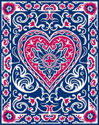 Crimson Heart Scrollwork Border Rug