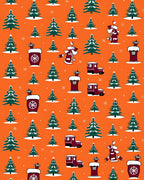 Festive Evergreen Trees Truck Motif Rug