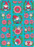 Cute Gnomes And Pink Flowers Rug