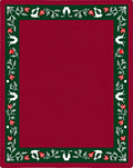 Crimson Green Floral Folk Art Border Rug