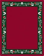 Crimson Green Floral Folk Art Border Rug