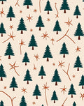 Forest Green Evergreen Branch Snow Rug