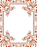 Ornate Terra Cotta Floral Scroll Frame Rug