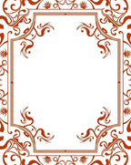 Ornate Terra Cotta Floral Scroll Frame Rug