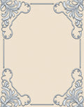 Elegant Silver Scrollwork Corner Motif Rug