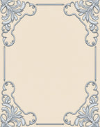Elegant Silver Scrollwork Corner Motif Rug