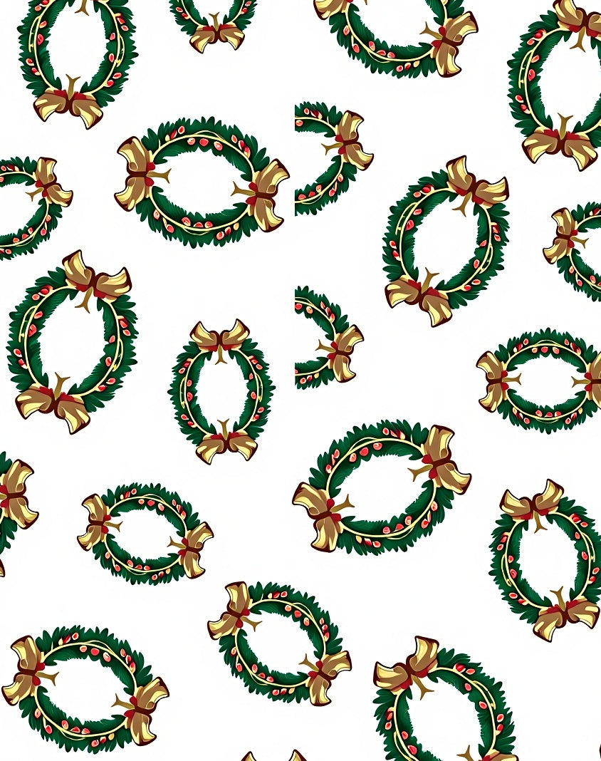 Festive Green Wreath Golden Bow Rug