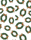 Festive Green Wreath Golden Bow Rug