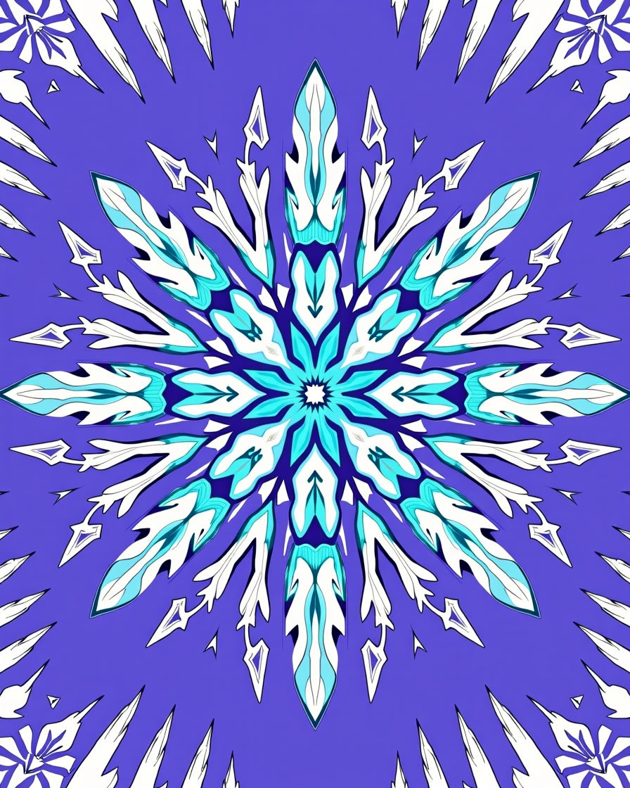 Purple Aqua Ice Floral Medallion Rug