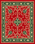 Crimson Floral Vine Scroll Medallion Rug