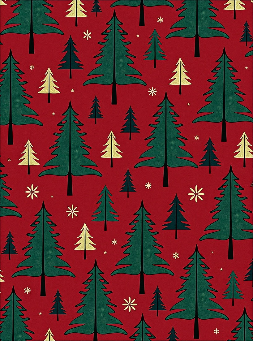 Festive Red Evergreen Christmas Trees Rug