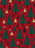 Festive Red Evergreen Christmas Trees Rug
