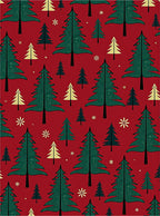 Festive Red Evergreen Christmas Trees Rug