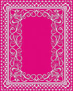 Vibrant Pink Floral Scroll Frame Rug
