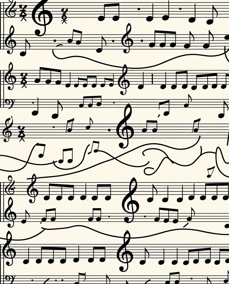 Black Musical Notes Staff Rug