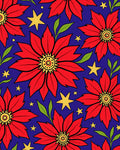 Bold Red Poinsettia Starry Night Rug